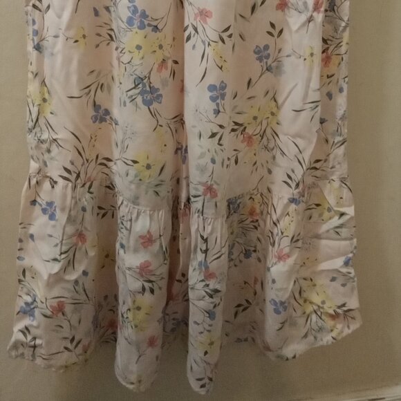 NWT Old Navy Sz XS soft pink floral ruffles around Neckline Midi/Maxi Dress - Picture 5 of 6
